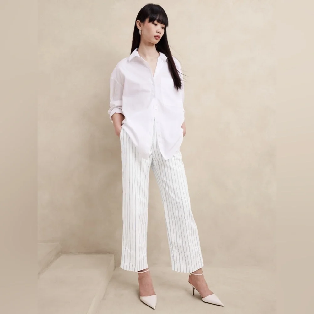NWT Banana Republic Laguna Pinstripe Straight Ankle Pants Size 10 Long.